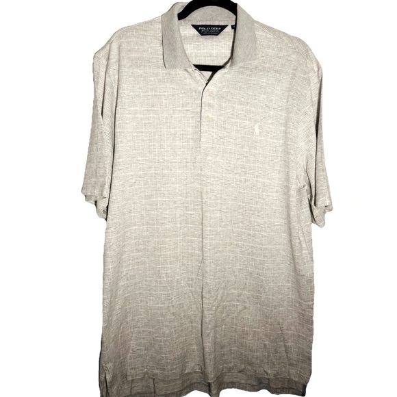 Ralph Lauren Polo Golf Men's Polo Shirt Houndstooth Plaid Gray Size L - Picture 1 of 5
